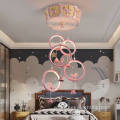 Pink Led Pendant Ring Children Lamp For Kids